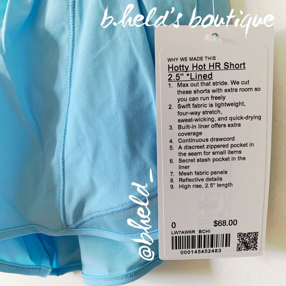 lululemon Hotty Hot High-Rise Lined Short 2.5" Blue Chill Size 0 Brand New NWT - Picture 3 of 12